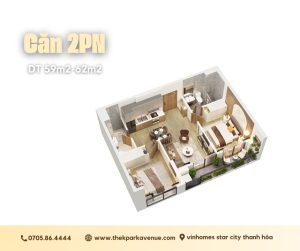 Căn 2 PN the k park avenue