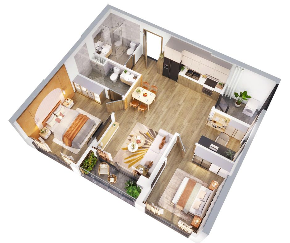 Căn 2 phòng ngủ +1