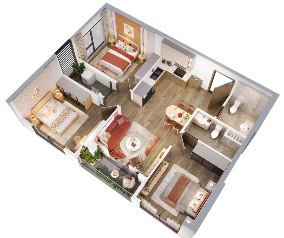 Căn 3 phòng ngủ the k park avenue